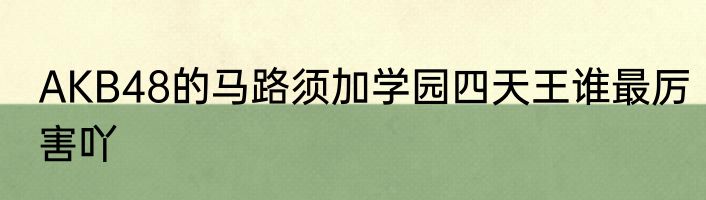 AKB48的马路须加学园四天王谁最厉害吖