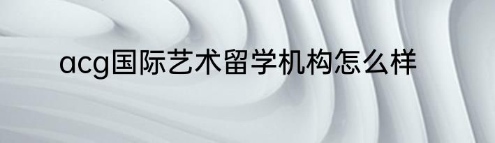 acg国际艺术留学机构怎么样
