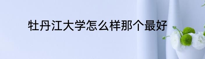 牡丹江大学怎么样那个最好