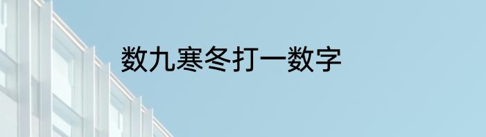 数九寒冬打一数字