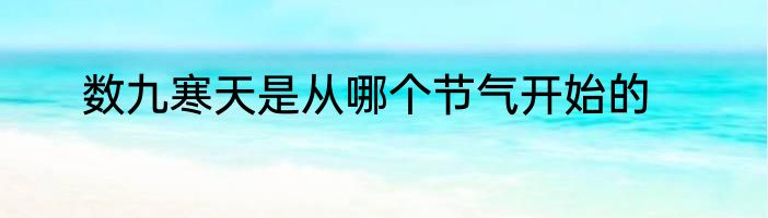 数九寒天是从哪个节气开始的