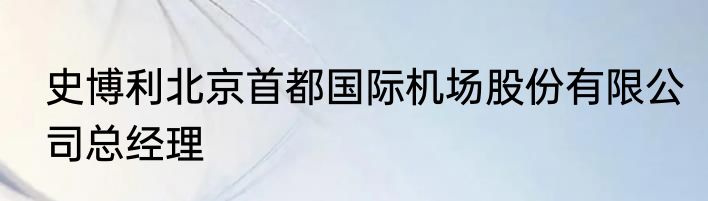 史博利北京首都国际机场股份有限公司总经理