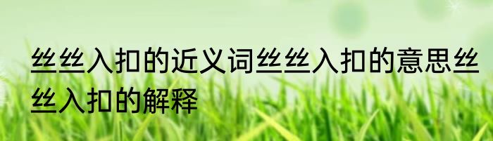 丝丝入扣的近义词丝丝入扣的意思丝丝入扣的解释