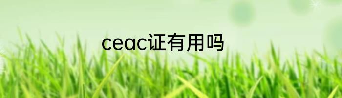 ceac证有用吗