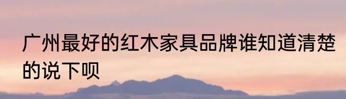 广州最好的红木家具品牌谁知道清楚的说下呗