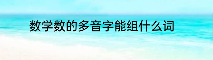 数学数的多音字能组什么词