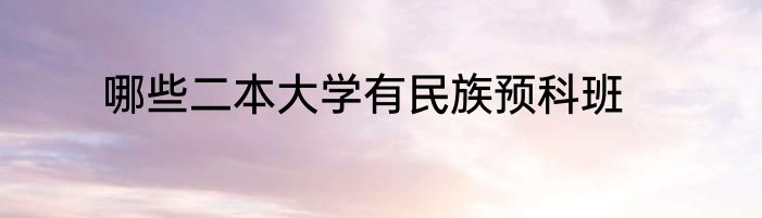 哪些二本大学有民族预科班