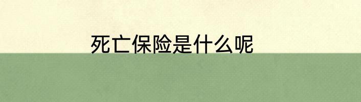 死亡保险是什么呢