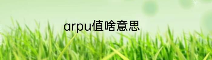arpu值啥意思
