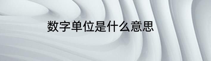 数字单位是什么意思