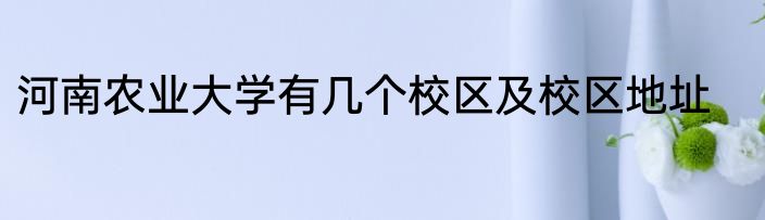 河南农业大学有几个校区及校区地址