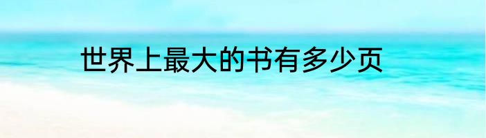 世界上最大的书有多少页