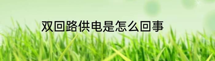 双回路供电是怎么回事