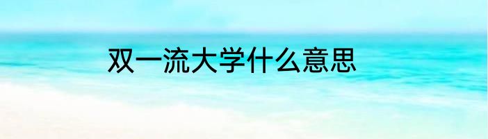 双一流大学什么意思