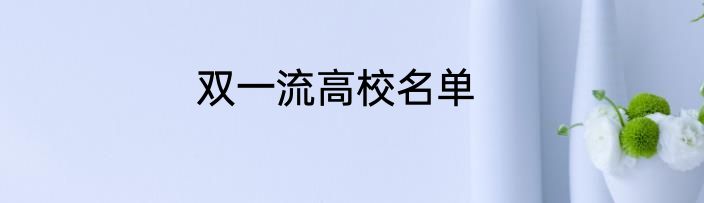 双一流高校名单