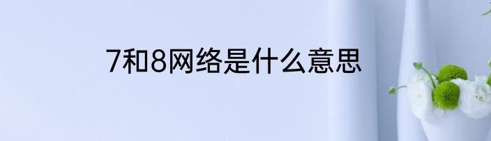 7和8网络是什么意思