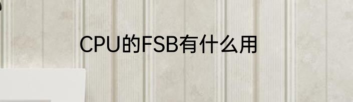 CPU的FSB有什么用