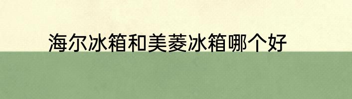 海尔冰箱和美菱冰箱哪个好