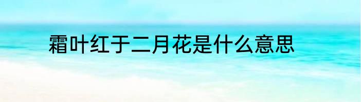 霜叶红于二月花是什么意思
