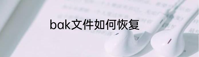 bak文件如何恢复