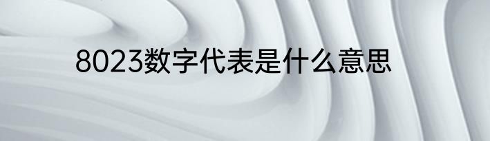 8023数字代表是什么意思