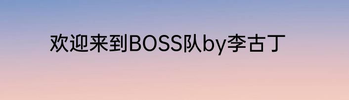 欢迎来到BOSS队by李古丁
