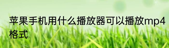 苹果手机用什么播放器可以播放mp4格式