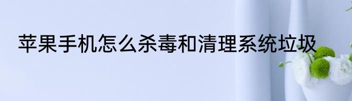 苹果手机怎么杀毒和清理系统垃圾