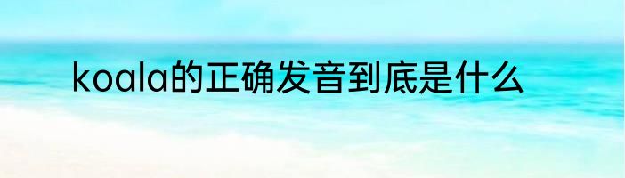 koala的正确发音到底是什么