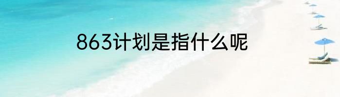 863计划是指什么呢