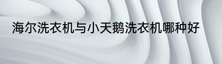 海尔洗衣机与小天鹅洗衣机哪种好