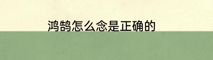 鸿鹄怎么念是正确的