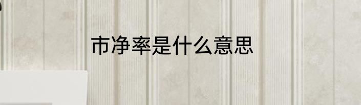 市净率是什么意思