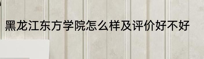 黑龙江东方学院怎么样及评价好不好