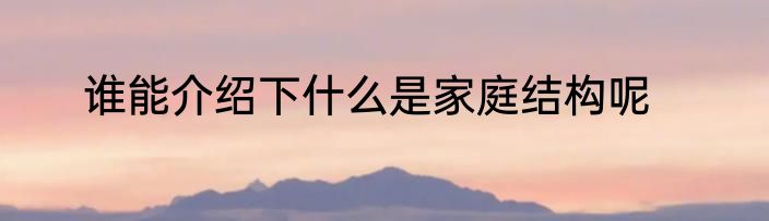 谁能介绍下什么是家庭结构呢