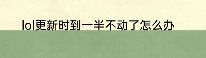 lol更新时到一半不动了怎么办