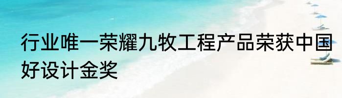 行业唯一荣耀九牧工程产品荣获中国好设计金奖