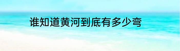 谁知道黄河到底有多少弯