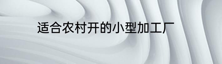 适合农村开的小型加工厂