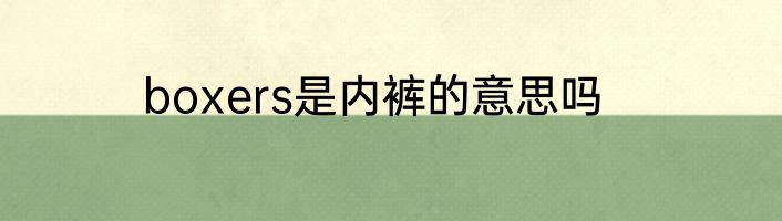 boxers是内裤的意思吗
