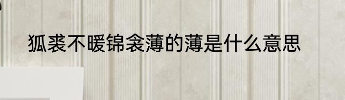 狐裘不暖锦衾薄的薄是什么意思