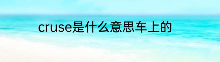 cruse是什么意思车上的