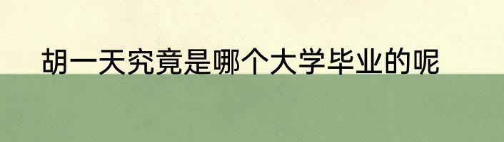 胡一天究竟是哪个大学毕业的呢