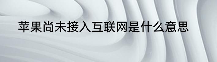 苹果尚未接入互联网是什么意思