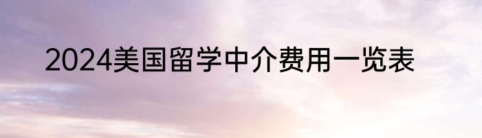 2024美国留学中介费用一览表