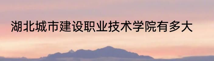 湖北城市建设职业技术学院有多大