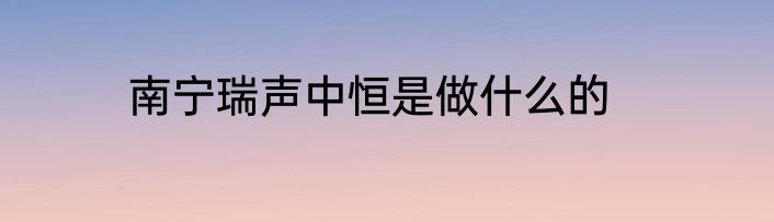 南宁瑞声中恒是做什么的