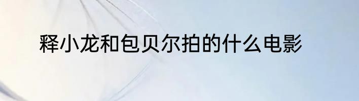 释小龙和包贝尔拍的什么电影