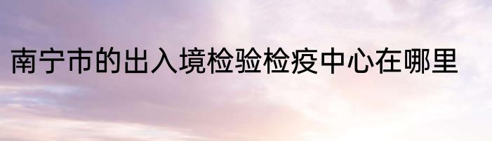南宁市的出入境检验检疫中心在哪里