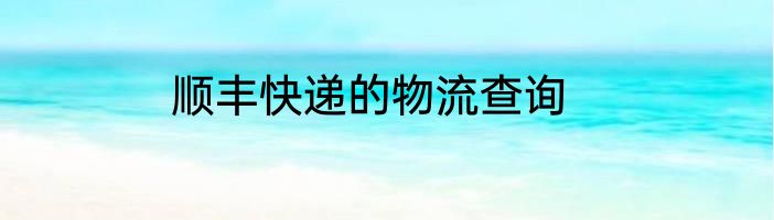 顺丰快递的物流查询